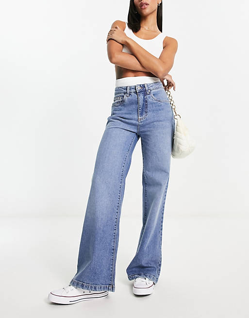 Cotton:On stretch wide leg jeans in mid blue