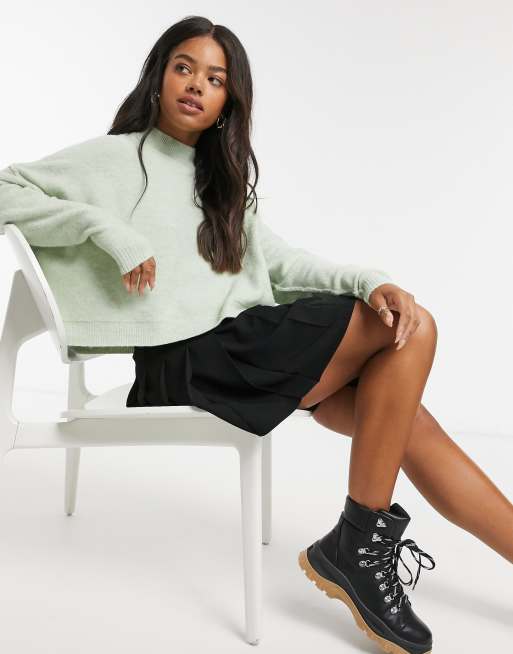 Cotton:On – Strickpullover mit Stehkragen in Kalkgrau