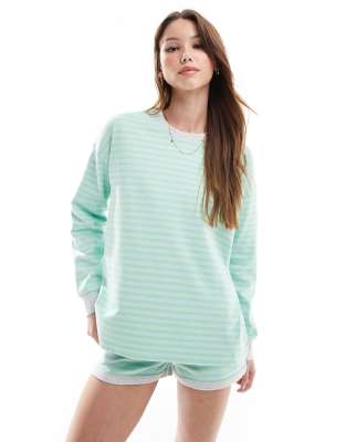 Cotton:On Stripe lounge long sleeve in windsurfer/spring green stripe