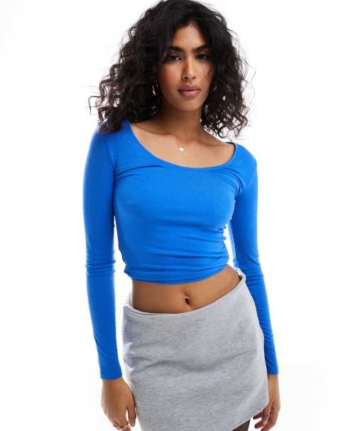 Cotton:On Sunday scoop long sleeve in blue - view 1