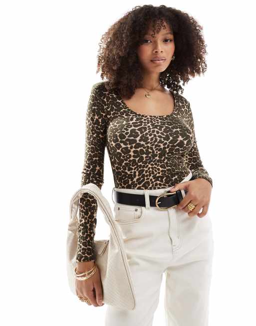 Cotton:On Sunday scoop long sleeve in leopard