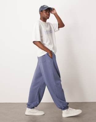 Cotton:On Super baggy cuffed track pant in blue slate - view 1