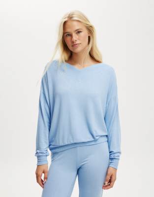 Cotton:On Super soft deep v sweater in blue