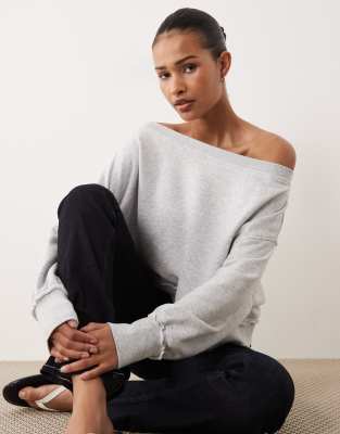 Sweat à épaules dénudées - Gris XL