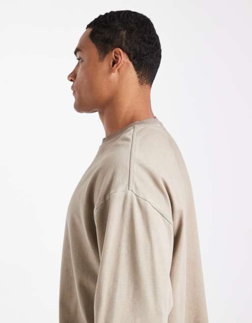 Cotton On - T-shirt à manches longues décontracté style années 2000 - Taupe chiné , 4 de 5