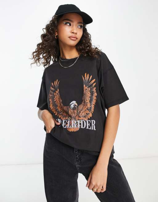 Cotton On T shirt boyfriend imprim aigle Noir