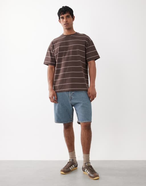 Cotton On - T-shirt coupe carrée à rayures - Chocolat, 2 de 5