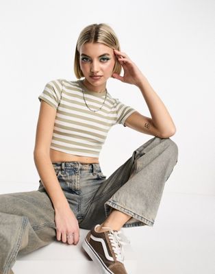 Cotton:On micro cropped tee in sage - ASOS Price Checker