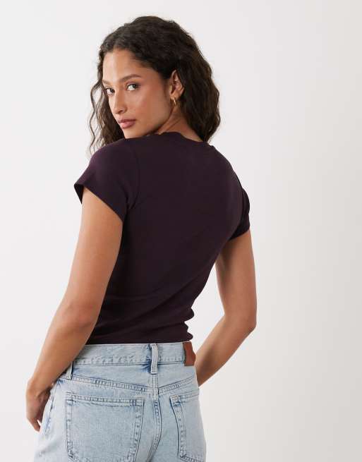 Cotton On - T-shirt effet rétréci à imprimé graphique - Mûre foncé, 4 de 4