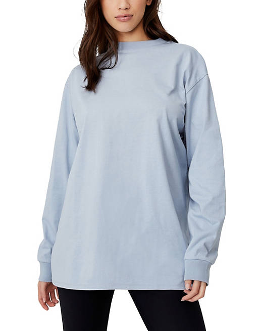 Cotton:On - T-shirt oversize a maniche lunghe blu vintage