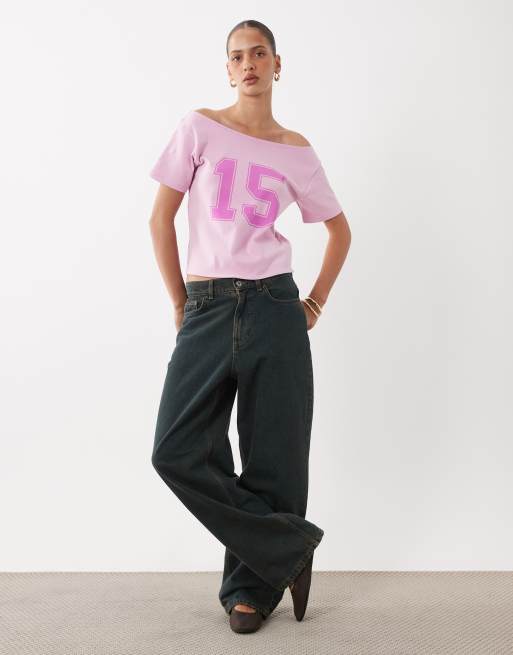 Cotton On - T-shirt sportif à imprimé graphique et épaules dénudées - Rose, 2 de 4