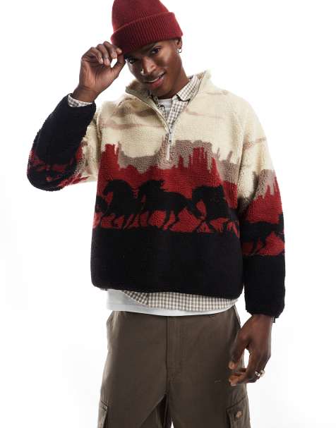 Cotton:On Teddy 1/2 zip fleece in multi - view 1