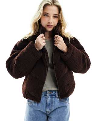 Cotton:On Teddy Bomber jacket in brown - ASOS Price Checker