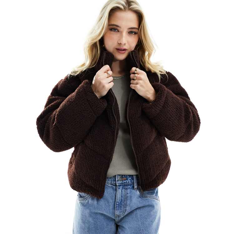 Cotton On Teddy Bomber jacket in brown