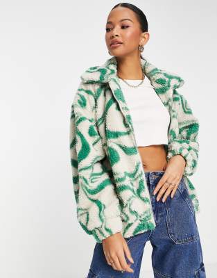 teddy print jacket