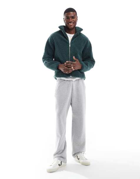 Cotton:On Teddy zip through jacket in green - view 1