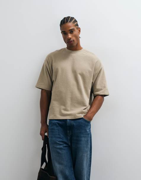 CottonOn terry crop fit T-shirt in gravel stone - view 1