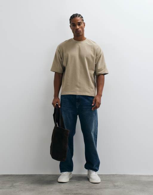 CottonOn terry crop fit T-shirt in gravel stone, 3 of 5