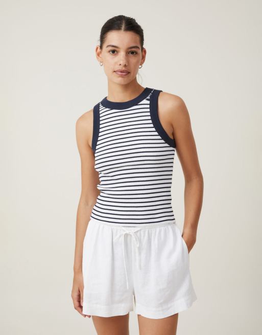  Cotton:On The 91 tank in sim stripe white/ink navy