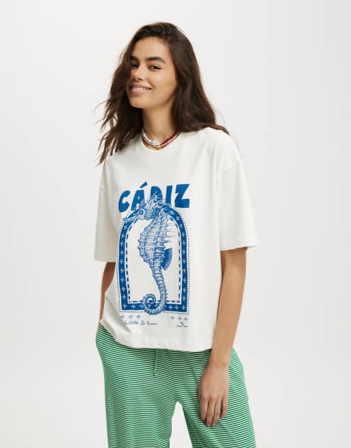 Cotton:On The boxy graphic tee in off-white