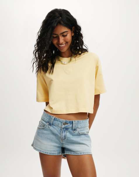 Cotton:On The cropped boxy graphic tee in yellow - view 1