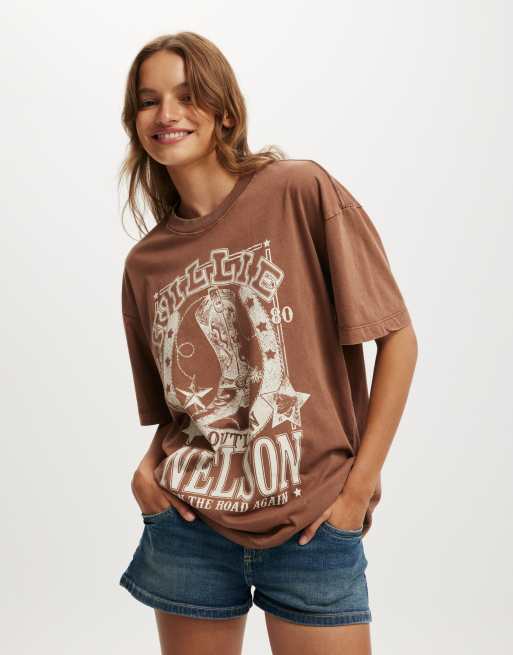 Cotton:On The lcn music boxy graphic tee in brown