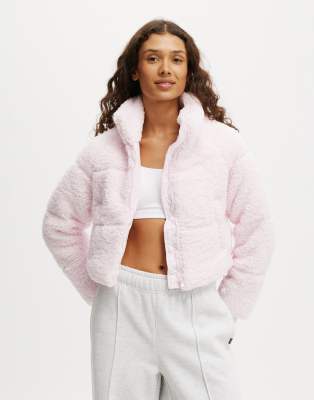Cotton:On The mother puffer cropped sherpa jacket in pink