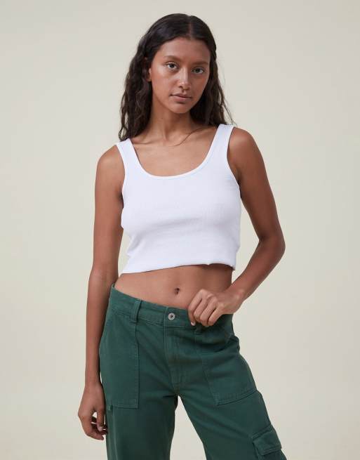 Cotton:On The one  rib crop tank in white