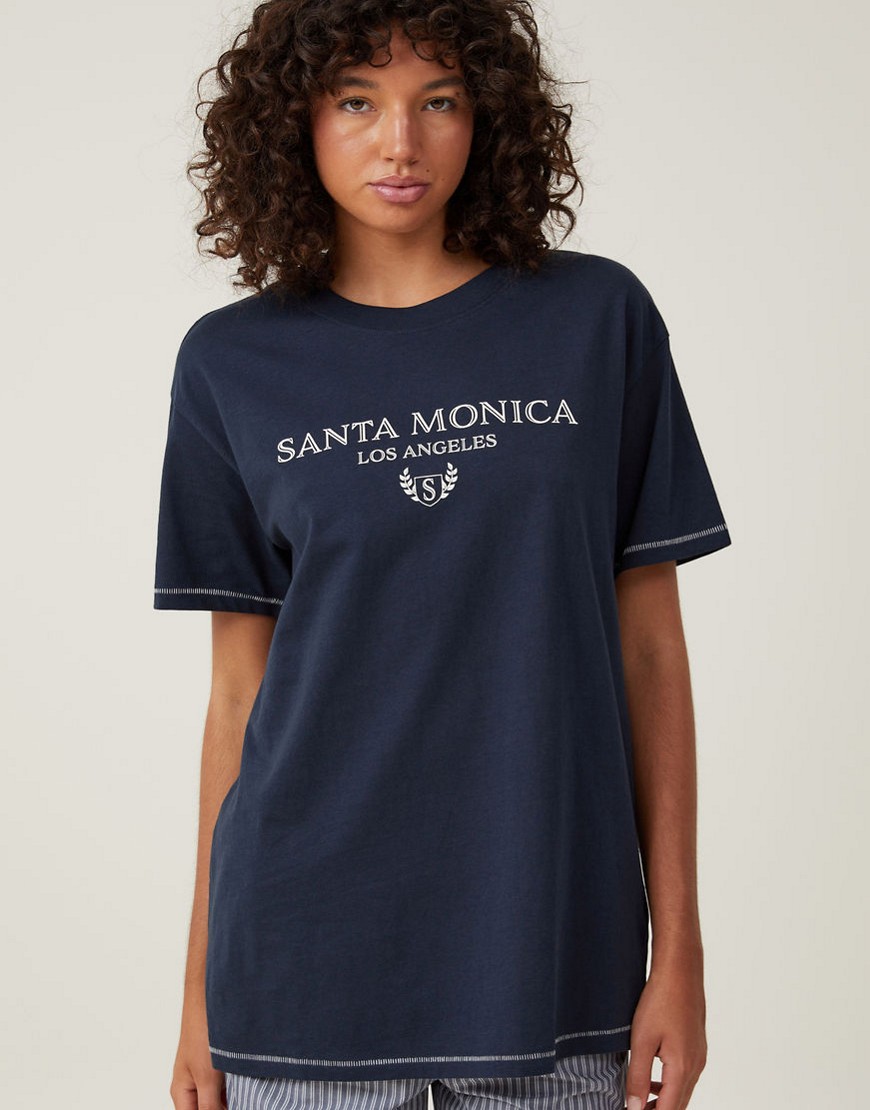 Cotton:On The oversized graphic tee in navy