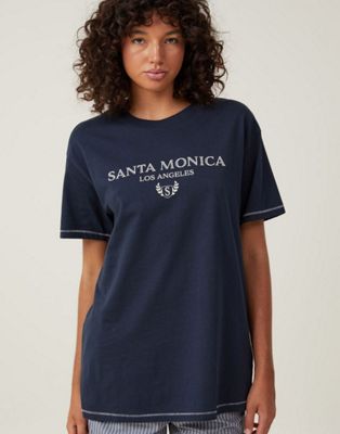 Cotton:On The oversized graphic tee in navy