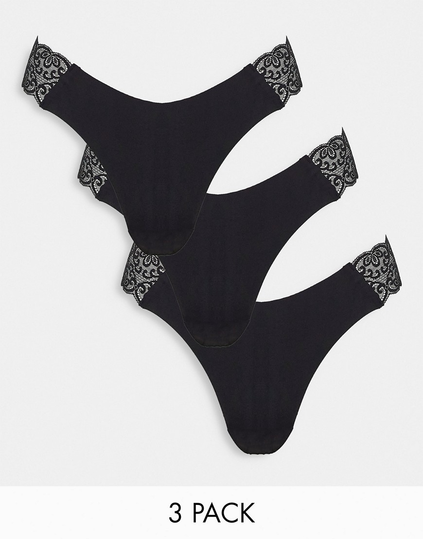 Cotton: On thong 3 multi pack in black