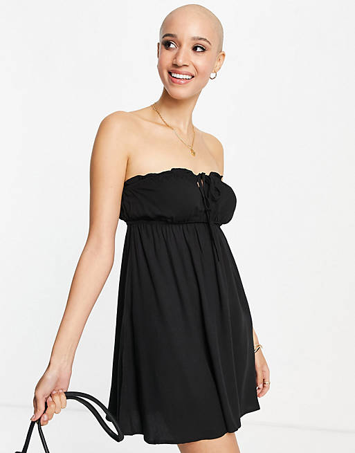Cotton:On tiered bandeau dress in black