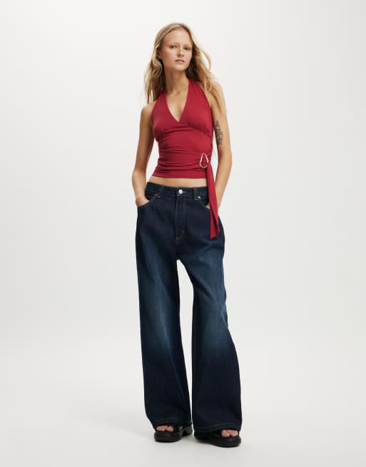 Cotton On - Top dos nu avec ceinture à boucle à la taille - Canneberge, 3 de 4