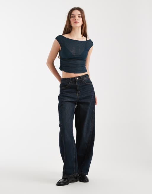 Cotton On - Top froncé en tulle à épaules dénudées - Vert sapin, 2 de 4