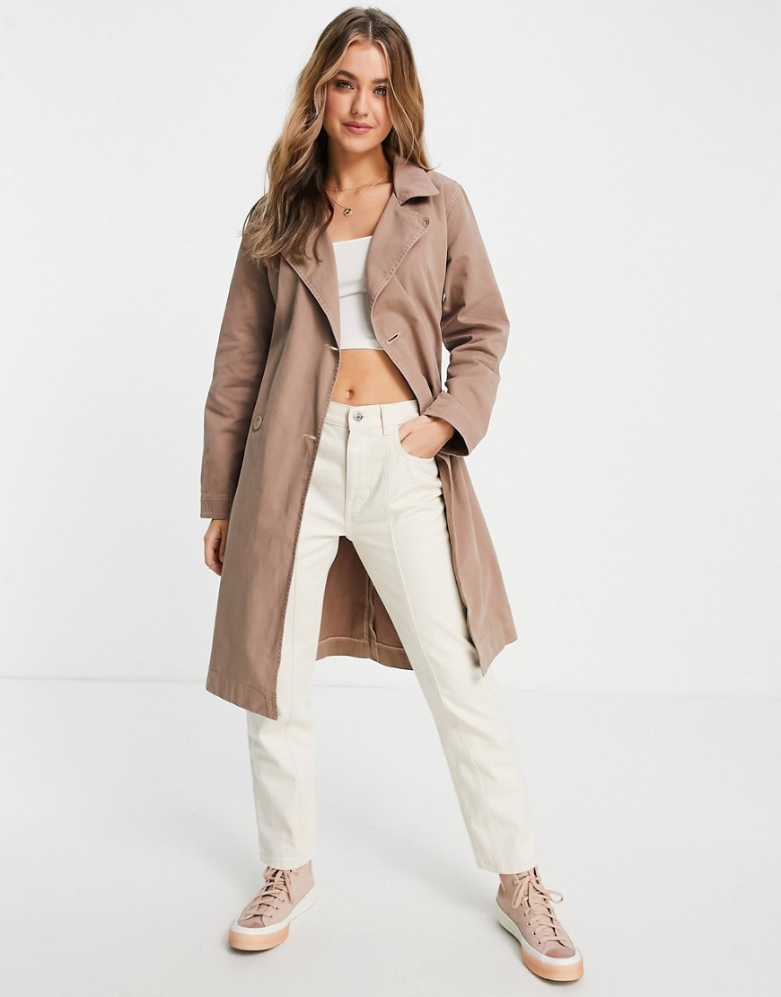 Cotton: On trench coat in taupe-Neutral