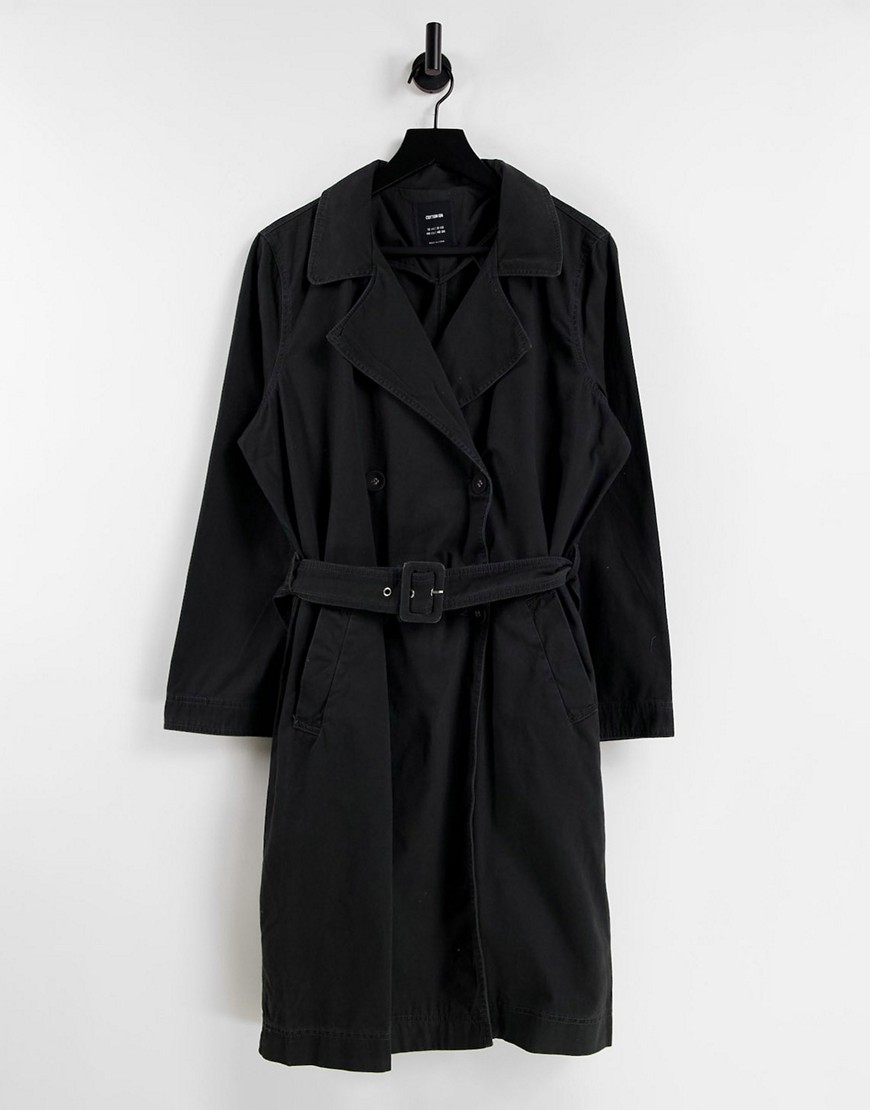 Cotton: On trench coat in washed black