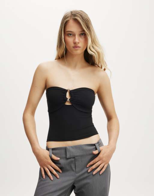 Cotton:On Trim buckle detail tube top in black