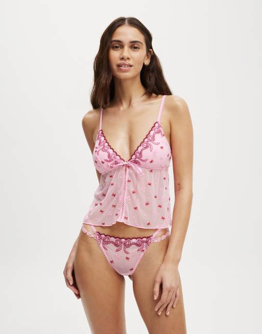 Cotton:On Trixie bow longline bralette in pink