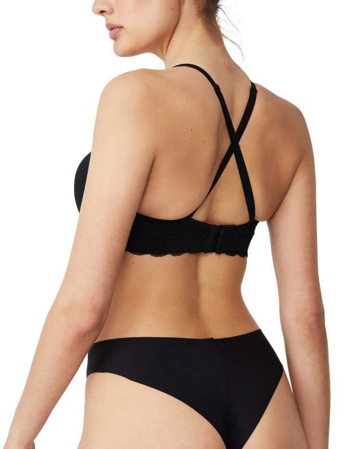 Cotton On - Strapless push-up bh met kant in zwart