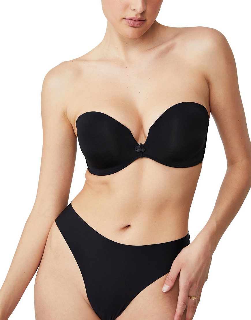 Cotton: On ultimate comfort strapless push up bra in black