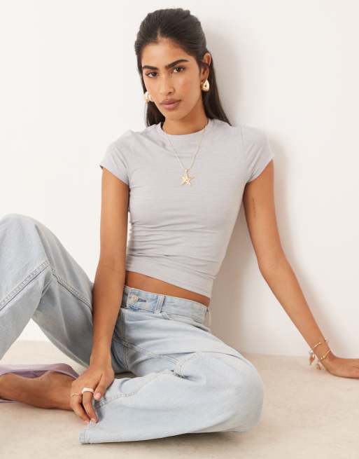 Cotton:On Ultra soft fitted tshirt in light grey marle