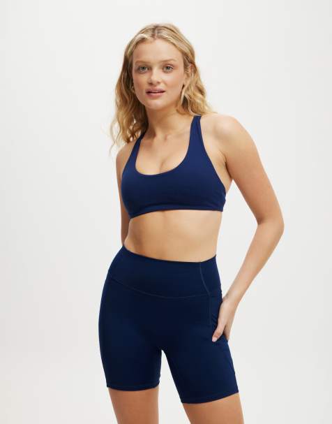 Cotton:On Ultra soft plunge strappy crop in blue - view 1