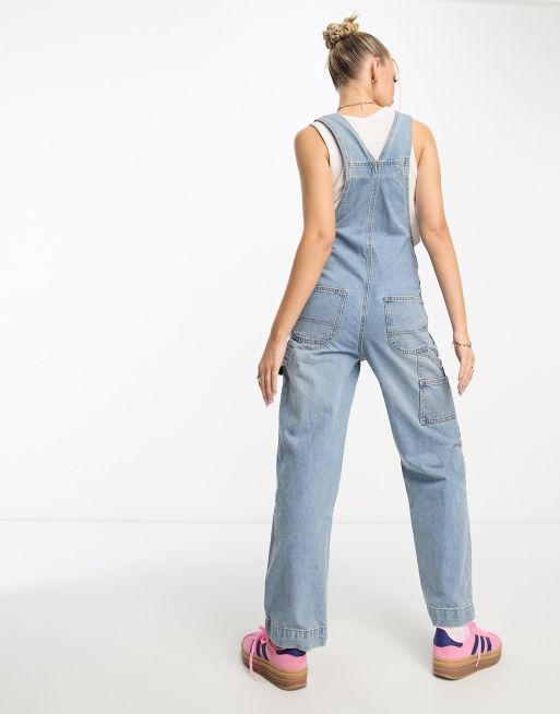 ASOS DESIGN denim dungaree in mid blue