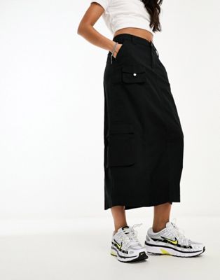 Cotton On utility maxi skirt in black