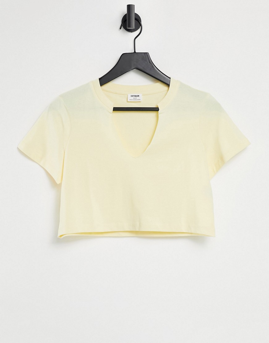 Cotton: On V-notch tee in yellow