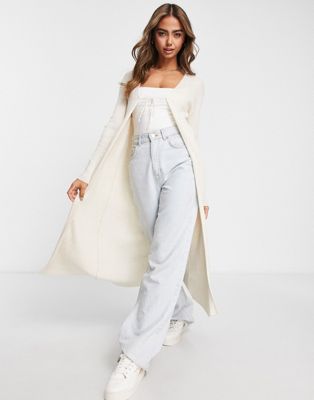 Cotton:On vegetable dye ribbed longline cardigan co-ord in blue