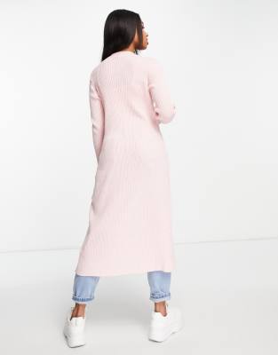 pink longline cardigan