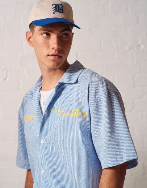 Cotton:On Ventura short sleeve shirt in blue stripe / print - view 1