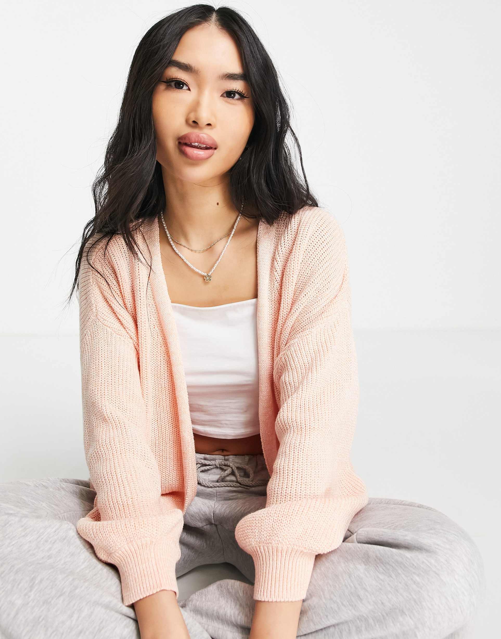 Cotton:On vintage knit cardi in peach view 2