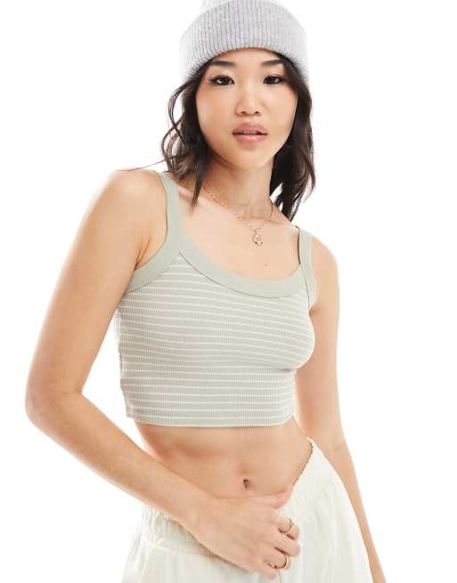 Cotton:On Waffle Cami top in sage green stripe | ASOS